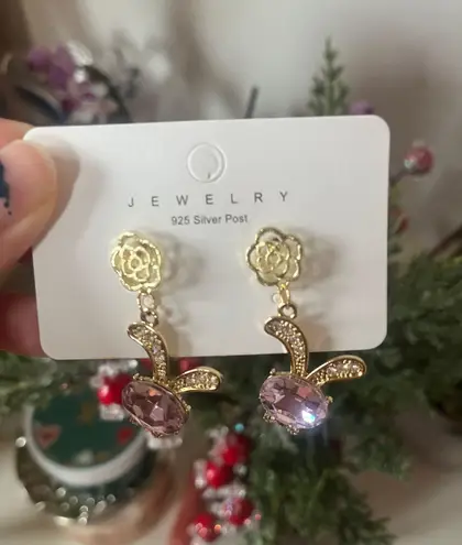 PURPLE GLITTER FLAKE BUNNY EARRINGS Multiple