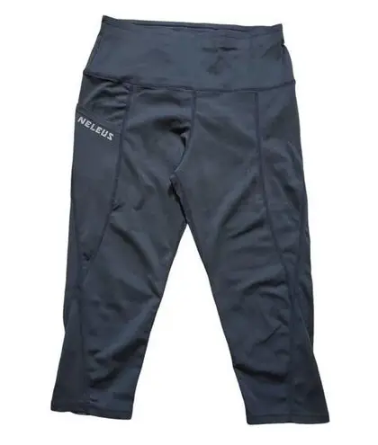 Neleus Leggings Women Large Active Dry Fit Cropped Black Gym Crossfit Pockets Size undefined