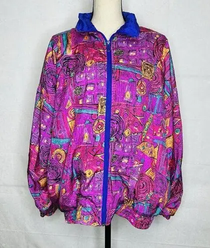 Lavon Vintage  by Cheerful Corp Windbreaker Parachute Track Jacket Sz L 80's 90's