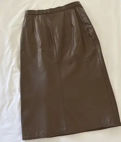 Vintage Genuine Brown Leather Skirt Junior Size 7/8 (Women's approx size 2