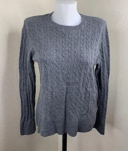 Pendleton Women’s Sz XL Fit M/L Gray Cable Knit Sweater Merino Wool Long Sleeve