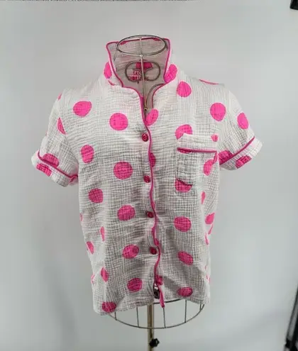 Sassy shortcake Pink White Smiley Short Sleeve Gauze Pajama Top Size Medium