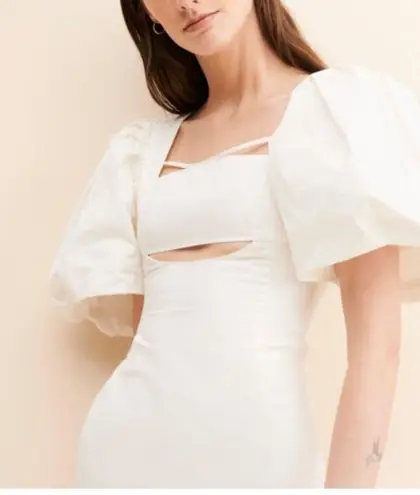 4SI3NNA Revolve Women’s Ulma Puff Sleeve Square Neckline Cotton White Mini Dress