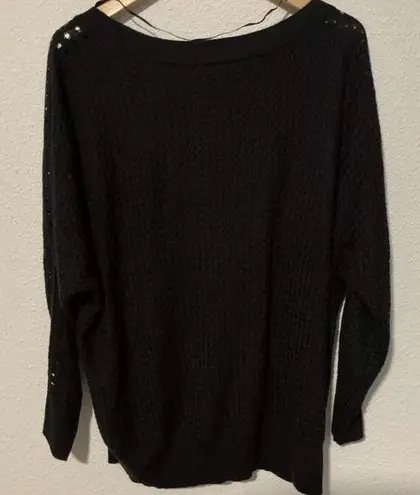 Lane Bryant  Knit Sweater Womens Plus Size 22/24 Black Long Sleeve W/knit Holes