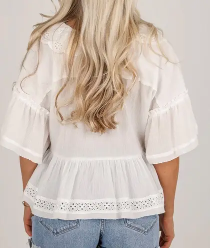 White Eyelet Blouse Size L