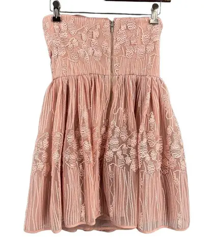 Bebe  Dress Pink Embroidered Sequin Strapless Party Going Out Romantic Size 2 New
