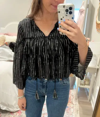 Nordstrom NSR Black Sparkly Blouse