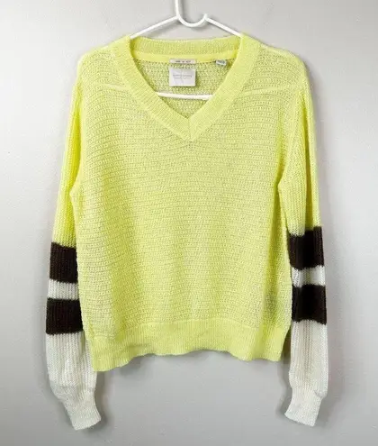 Scotch & Soda Sweater Womens M Linen Mohair Wool Colorblock Sleeves in Citrus