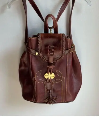 Rinbow Duck Leather Backpack Purse Rustic Feel Brown