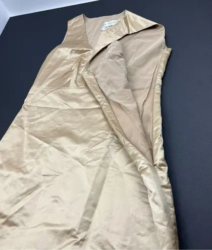 Max Mara Gold Sheath Dress SZ 10 Cotton Silk Blend Sleeveless Scoop Neck