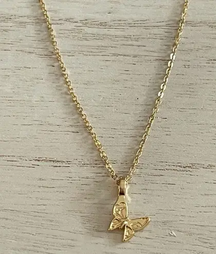Dainty gold tone butterfly necklace