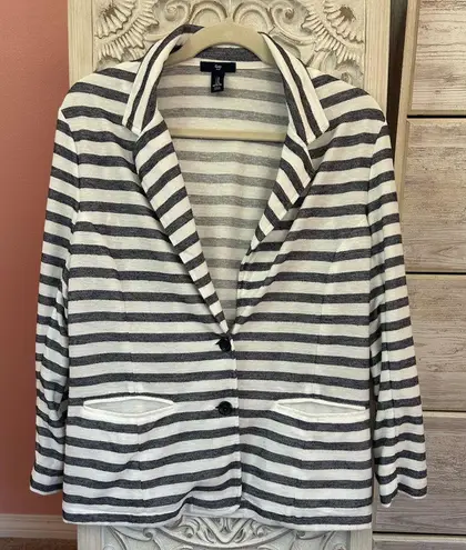 Gap navy & white preppy nautical horizontal striped knit blazer with pockets MD Size M