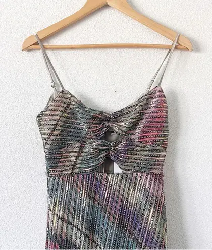 Saylor Lissandra Rainbow Crystal Detail Cocktail Midi Dress