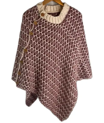 Simply Noelle  Chunky Knit Shawl Cardigan Purple & Cream Button Detail‎ One Size