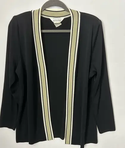 Misook  Black Open Front Cardigan Sweater Large - Image 1