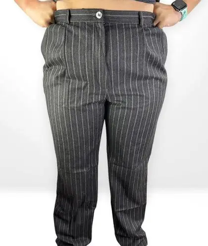 00s BERNARD ZINS Vintage Brown Pin Stripe Straight Leg Dress Pants Size 14