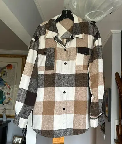 🌺 Automet Plaid Shacket Sz M Brown Size M