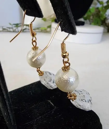 Gold Mixed Media Statement Necklace and Earrings Set