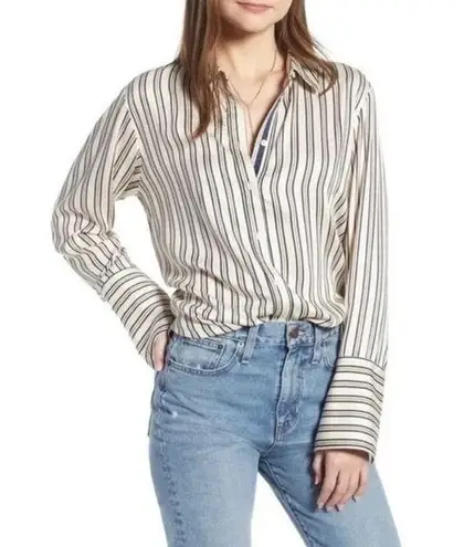 Something Navy  • Cream Navy Burgundy Striped Blouse