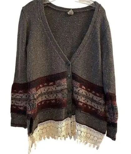 Gimmicks by BKE Gimmick by bke Women's L Cardigan Sweater Geometric Fringe Hem