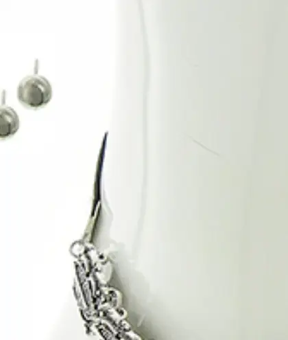 SILVER TONE BLACK LEATHERETTE CHOKER SET