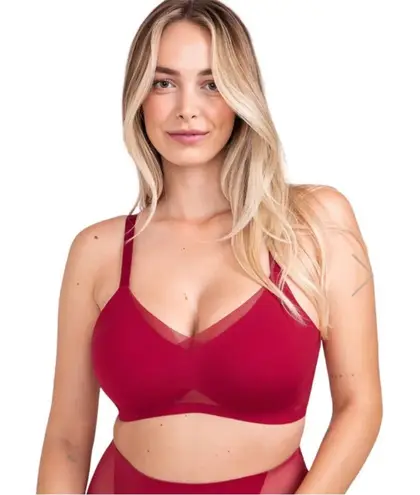 Honeylove Crossover Mesh Bra Red Size 3X 44E (DD) 44F (DDD) - Image 1