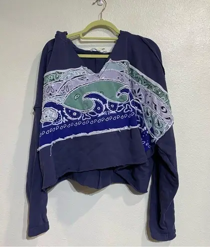 Free People Blue All Time Bandana Crop Hoodie Sz L Size L 75 From Bryanette