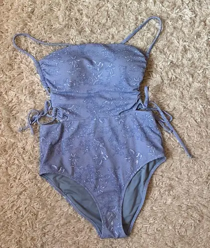 Aerie Pique Printed Lace Up Bandeau One Piece Swimsuit