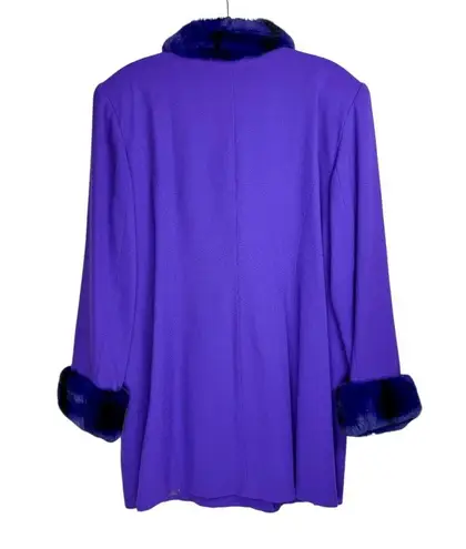 Vintage Lily & Taylor Couture Womens Wool Fox Fur Trim Jacket Coat Sz 18 Purple