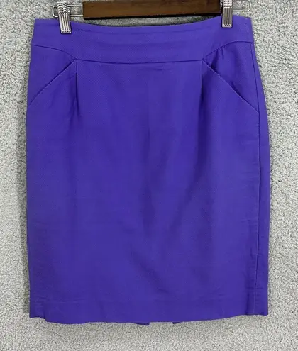 J. Crew womens skirt 4 purple pencil cotton solid pockets office career preppy