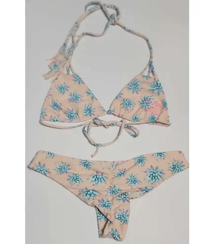 Tori Praver Swimwear Shyla / Kalani Bikini Set Wild Agave Ginger Pink Blue Large