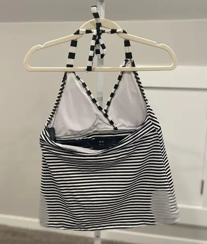 Mossimo Vintage Y2K Halter Black and White Stripe Tankini Top Size L
