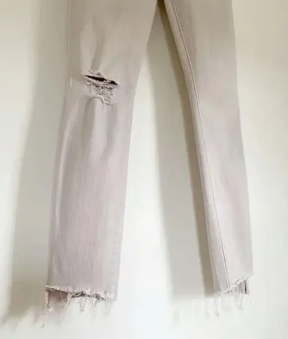 MOTHER Denim Stunner Zip Ankle Step Fray Distressed Skinny Jeans in Sand Size 26 $215