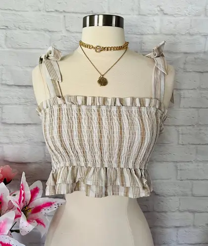 Boutique Striped Frilly Crop Top