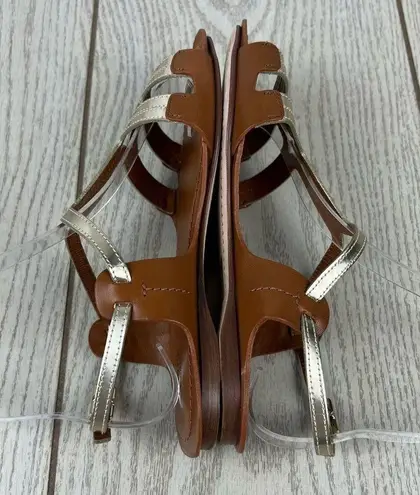 Furla Carmen Leather Vitello Sparkling Sandals 36 Gold & Cognac $365 Italy