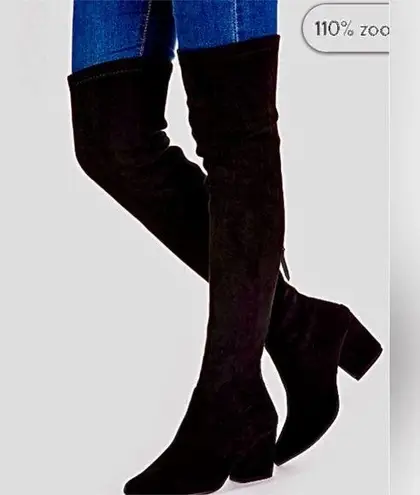 NWT "NNG" Black Suede Womens Stretchy Thigh High Chunky Heel Boots Size undefined