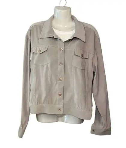 Vintage 1980s Marisol Pocketed Polyester Suede Jacket Shacket Size Large