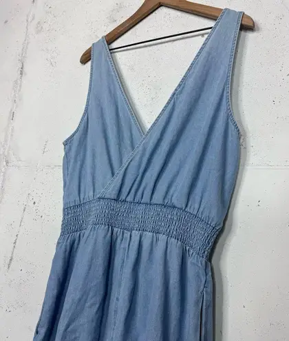 American Eagle  Denim Blue Chambray Ruffle Romper Jumper Size Large