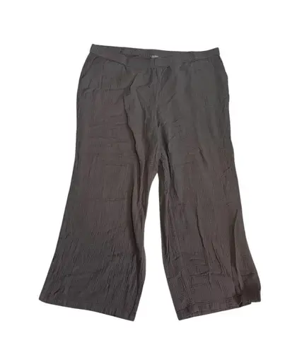 Lisa Rinna Collection Brown Crepe Gauze Muslin Full Length Wide Leg Pants Size 26W