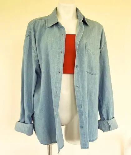 We Wore What denim chambray shirt Top Medium/Large oversized boyfriend