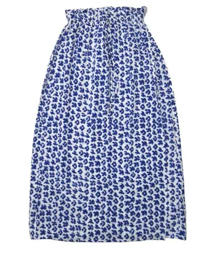 NWT Emerson Fry India Collection Drawstring Midi in Indigo Blossom Skirt S Blue