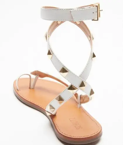 Schutz Courtney Studed Wrap Sandal White Gold Size 6B
