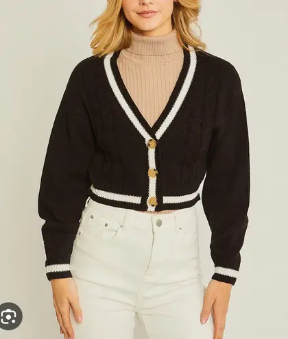 Love Tree Cable Knit Cropped Cardigan