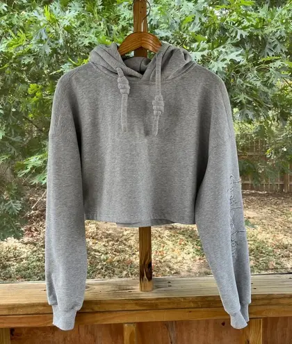 For Love And ZY Studios Women's Cropped Grey Hoodie With Velour Lining Size S.