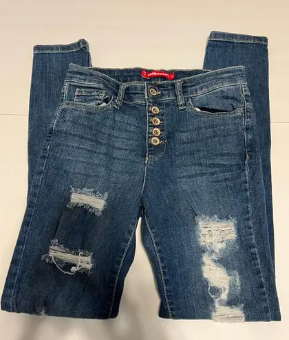 Dollhouse Jeans Women Junior Size 3 Button Fly Distressed Straight Leg