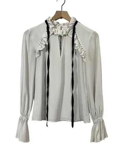 Monique Lhuillier ML White Victorian Top - XS