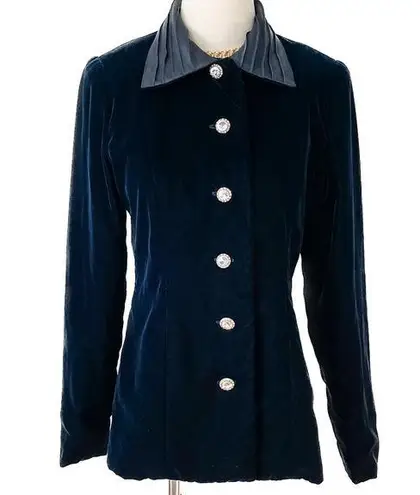 Velvet & rhinestone bespoke hand tailored evening jacket size small XS