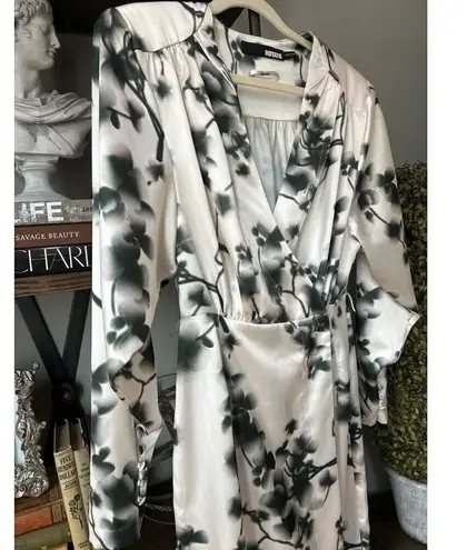 Rotate Birger Christensen Samantha Satin Wrap Dress Sycamore Comb Womens Size 6 Green