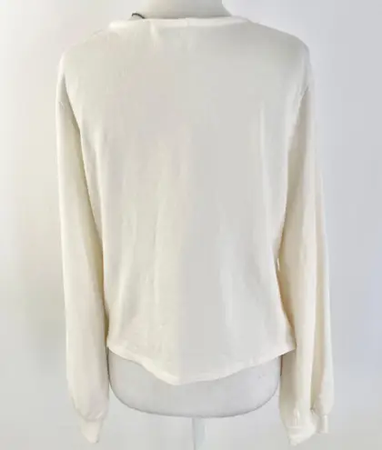 New Lanston Cutout Cross Front Pullover Lightweight Sweatshirt Off White Size XS