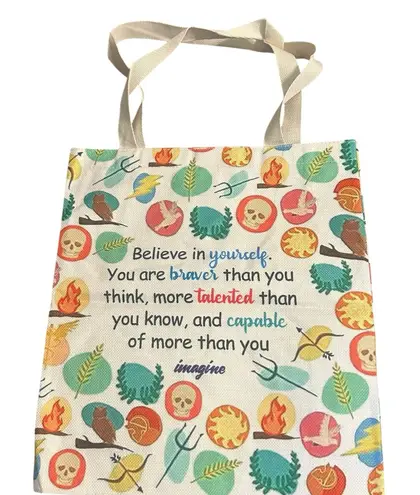 Motivational Quote Tote Bag Believe In Yourself Canvas Shopper White